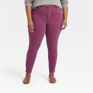 Ava & Viv Womens Jeans Plus Size High Rise Ankle Skinny Purple Size 26W